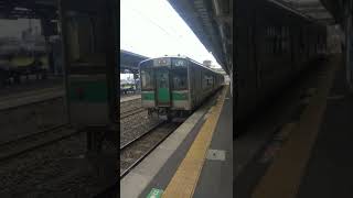 東北本線（JR東日本701系電車）新白河駅行、郡山駅を発車（福島県）JR EAST Tohoku Main Line, Kōriyama Station FUKUSHIMA, JAPAN TRAIN