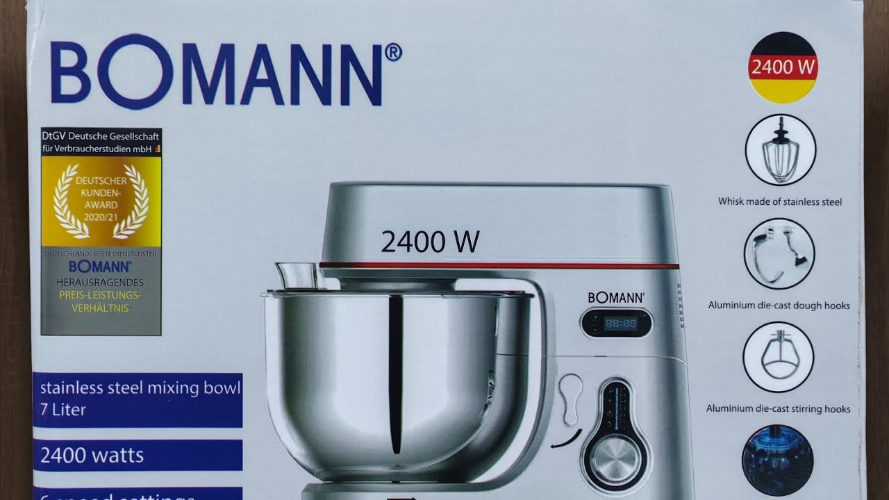 Pétrin Bomann 3.5kg 2400watt inox 🔥🔥✅✅الجديد عجانة بومان 3.5 كلغ قوة 2400واط دوبل كروشي 