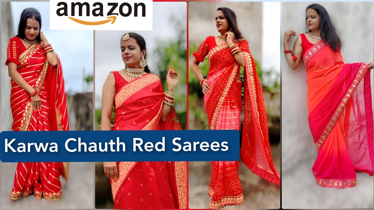 Karwa Chauth Saree Haul | Amazon Red 