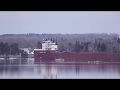 Stewart J Cort downbound with a salute - Sault Ste Marie, Michigan