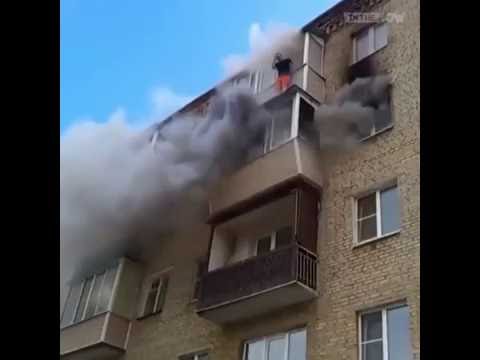 Russian Dad Saves Kids From Fire by Throwing Them From 5th Floor - Lucky This Wasn't Solo-Mom!