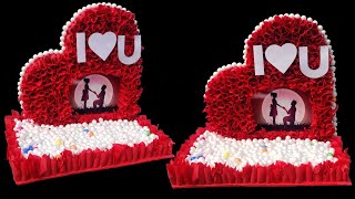 DIY paper crafts heart photo frame making at home | specially for valentine's day screenshot 5