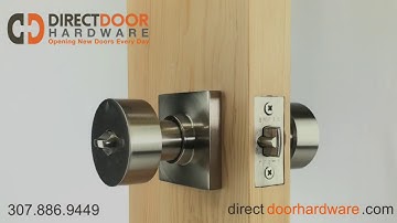 Emtek Modern Round Keyed Knob with Square Rosette in Satin Nickel