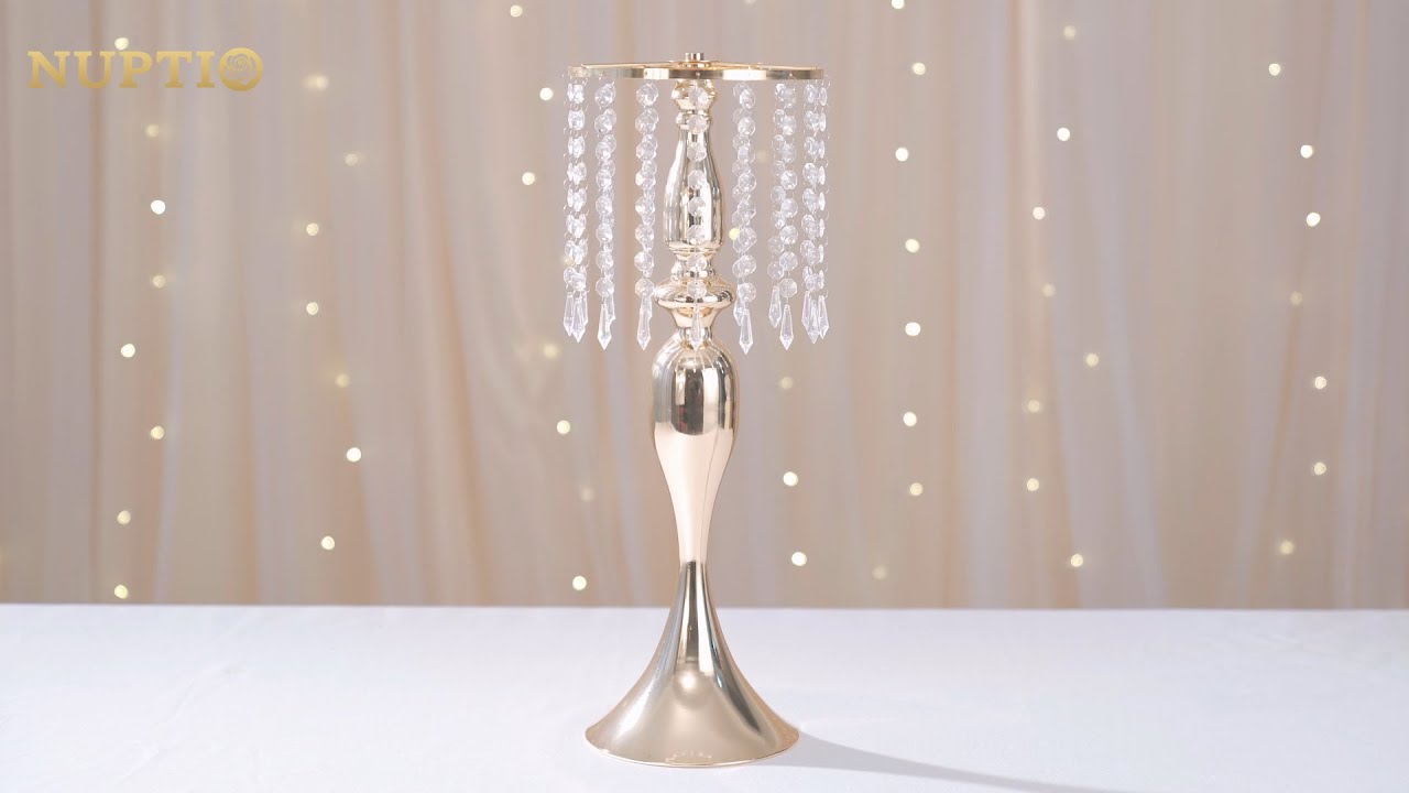 10Pcs Crystal Flower Stand Wedding Centerpieces For Tables 26CM-35CM Tall  Silver