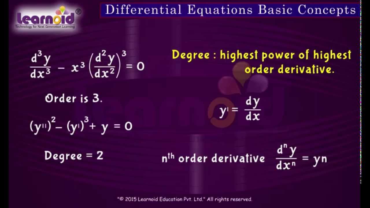 Class 12 Differential Equations Basic Concepts YouTube