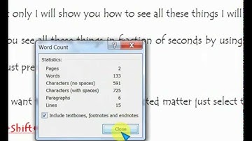 Count Words, Character, Lines, Pages, Para in MS Word in Shortcut
