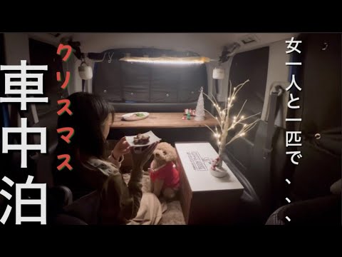 お久しぶりです！！女1人と1匹で、、、。【車中泊】クリスマス🎄