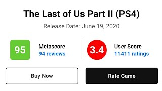 Metacritic locked the user score at 3.4 AHAHAHAHAHA. This is gaming  journalism in the year 2020. : r/TheLastOfUs2