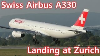 Magnificent Swiss A330-300 HB-JHE Landing at Zurich Full HD