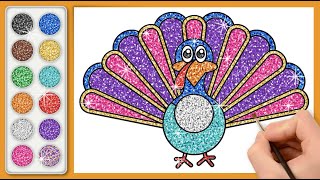 Turkey Glitter Coloring In - Kids Art Colouring In Pages