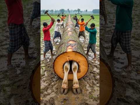 Rescue Cow Family From A Deadly Giant Log Humanity Cow Pets Animals Rescue 