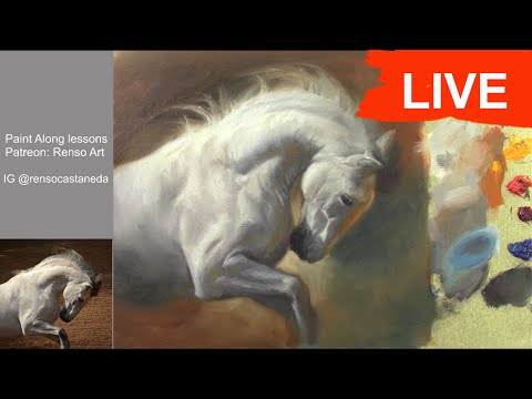 Live oil painting - painting a Horse