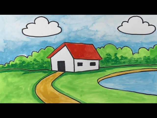 Cách Vẽ Tranh Phong Cảnh Ngôi Nhà | How To Draw Simple Scenery A House -  Youtube