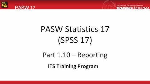 1.10 Reporting: PASW (SPSS) Statistics v.17 video