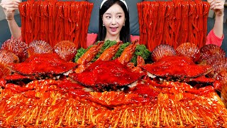 매운 🔥 꽃게 해물 짬뽕 불닭 팽이버섯 먹방 레시피 Spicy Crab Seafood Jjamppong Buldak Enokimushroom Mukbang ASMR Ssoyoung