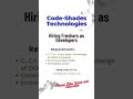 Codeshades technologies hiring freshers developer