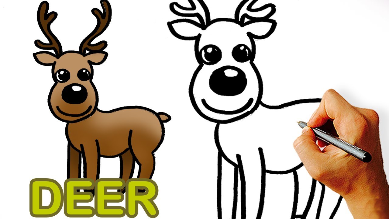 Very Easy! How to Draw Cute Cartoon Deer. Art for Kids. - YouTube