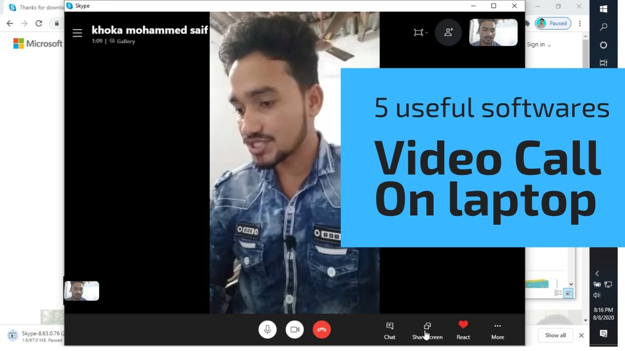 Video call on laptop laptop to mobile video call full explanation