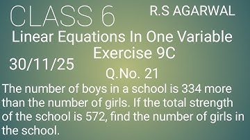 Class 6 Maths Exercise 9C Linear Equations In One Variable R.S. Agarwal Q.No. 21