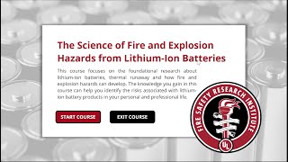 Online Course Promo: The Science of Fire and Explosion Hazards from Lithium-Ion Batteries