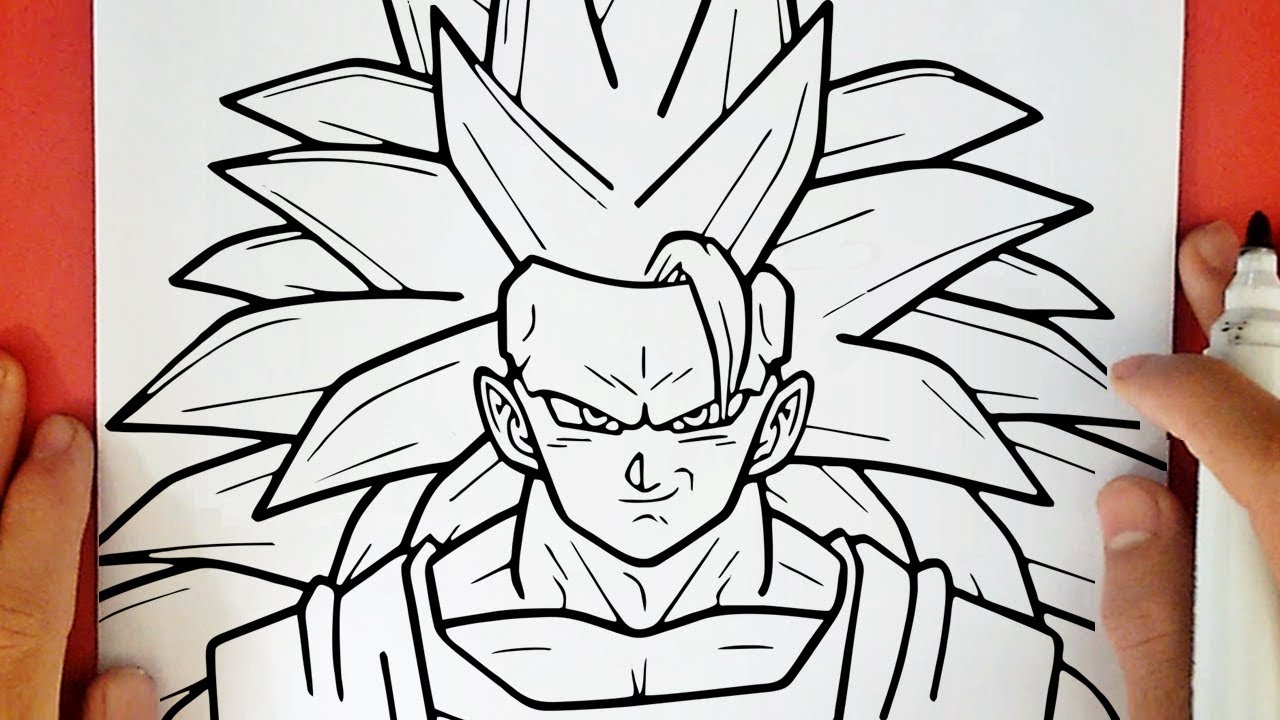 How to draw Super Saiyan 3 (Goku) - Sketchok easy drawing guides