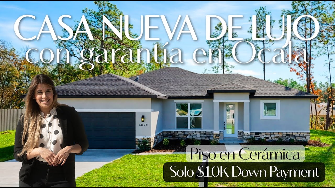 Casa Nueva de Lujo con Garantía en Ocala | Piso en Cerámica | Cierres Pagos | Solo $10K Down Payment
