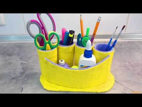 DIY ОРГАНАЙЗЕР для канцелярии своими руками. Организация рабочего стола. Органайзер из Картона!