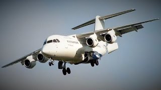 British Aerospace 146 coming into land@Warton aerodrome 12/10/15