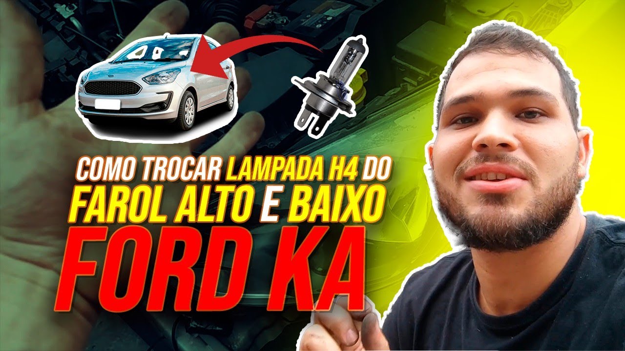 Como TROCAR a LAMPADA novo FORD KA  Farol ALTO e BAIXO PINGO / simples e rápido .