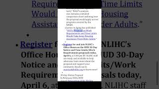 Join NLIHC’s On #HUD 30-Day Notice & Time Limits/Work Requirements Proposals Plans—Discussion:
