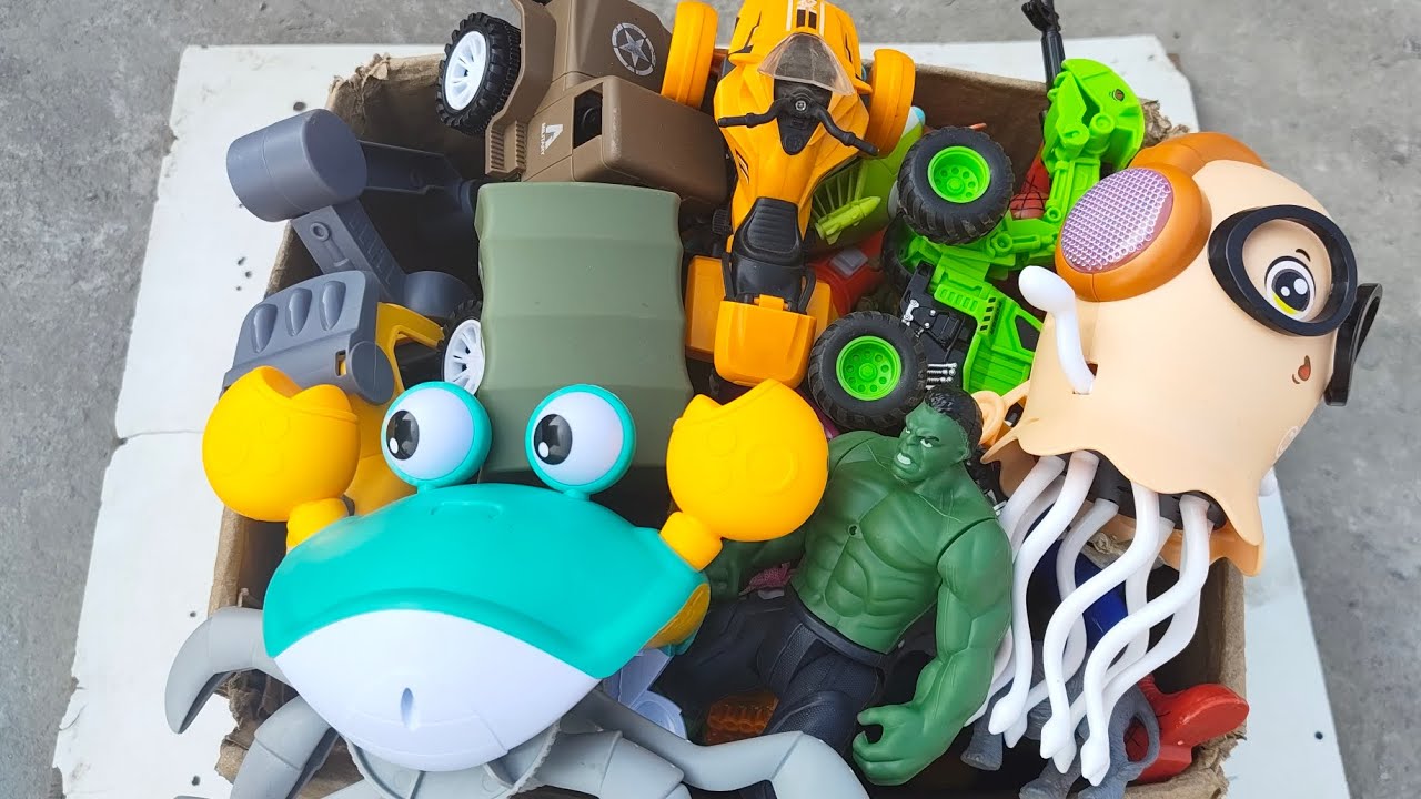 6:53 Minutes Satisfying with Unboxing jelly fish and crab toy play set ASMR / Review Toys 