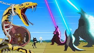 All Family GODZILLA & KONG vs Evolution of ZOMBIE 2 PYTHON SNAKE: Who is win? - FUNNY CARTOON