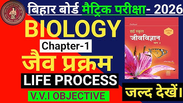 10th Biology Chapter 1 Objective | Jaiv Prakram Class 10th Bihar Board | Life Processes Objective |
