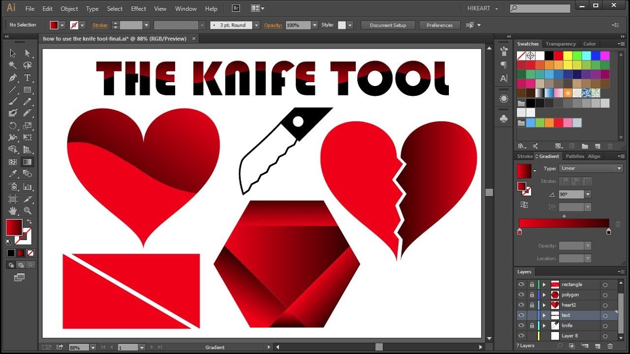 How to Cut a Shape in Adobe Illustrator - the Knife Tool