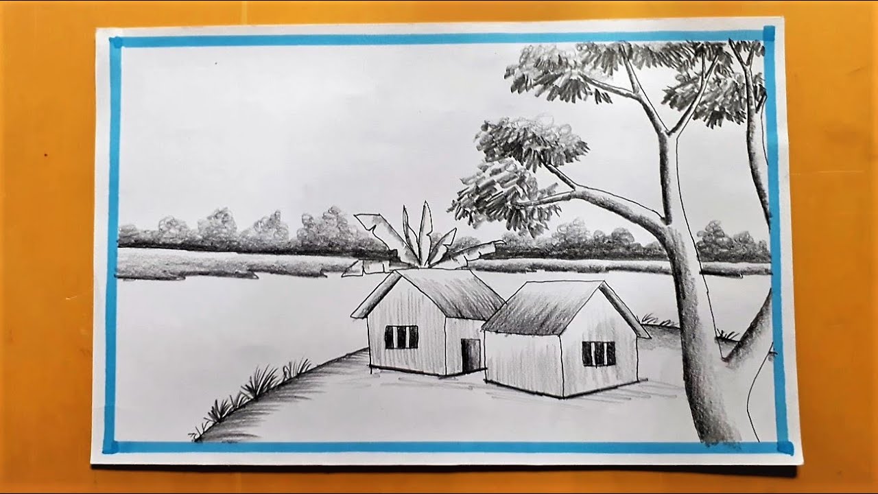 Pencil Drawing Scenery Drawing for beginners Easy To Draw YouTube