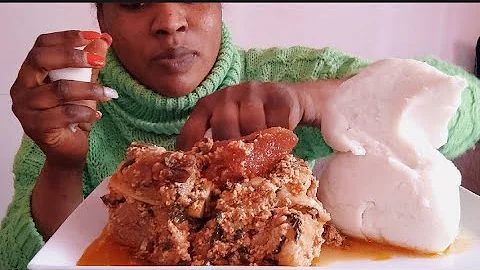 Popular EGUSI SOUP+ goat meat &  white fufu mukbang😋 mostly enjoyed by Africans