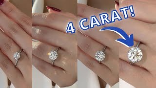 Round Diamond Carat Size Comparison: 1, 2, 3 & 4ct OnHand!