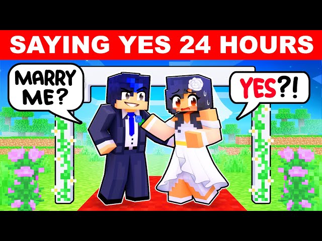 Saying YES for 24 HOURS in Minecraft! class=