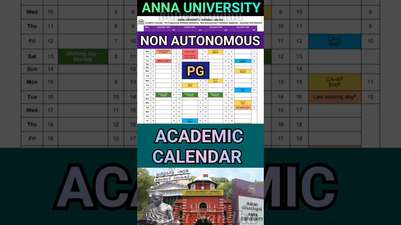 Anna University PG Academic Calendar 2025! 