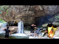 Solo overnight camping on Cave|| Catch and cook|| cooking on bamboo||Jungle infinity with Chimong