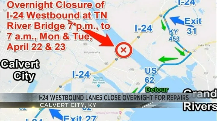 I-24 Westbound Lane Closures Continue Overnight in Western Kentucky for Repairs