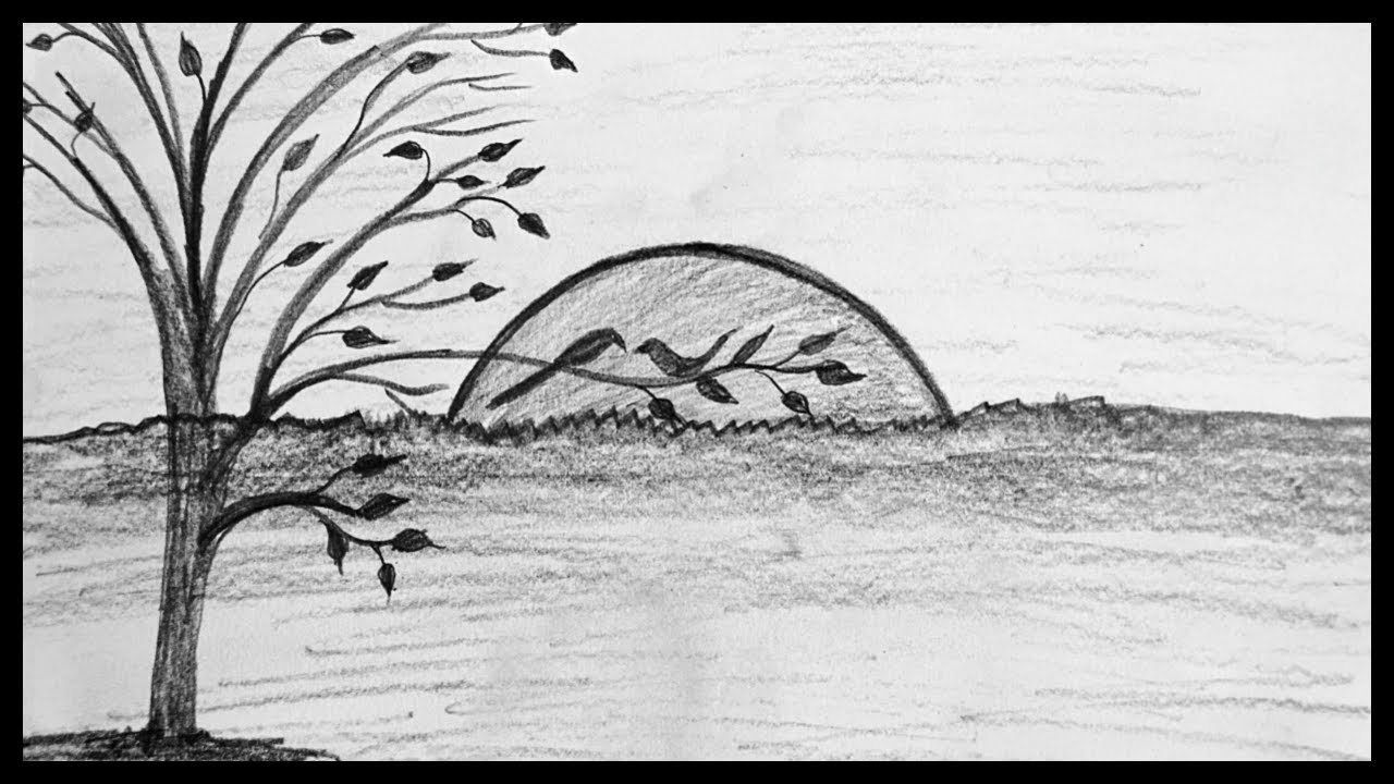 Shading Drawing Scenery || Pencil Sketch Drawing || Scenery ...