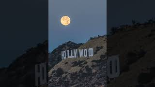 Hollywood Sign with the Full Beaver Moonset