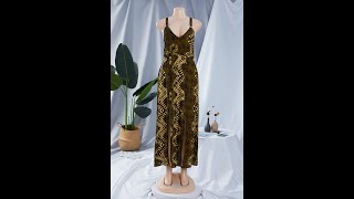Summer digital printing inelastic sling backless high slit sexy beach dress B22393