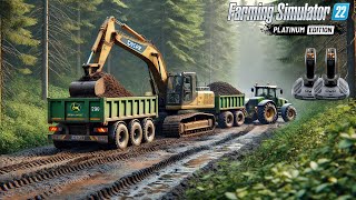Extreme Forestry Road Rebuild! John Deere 290 Loading Dirt Like a Beast Farming Simulator 22 | FS22