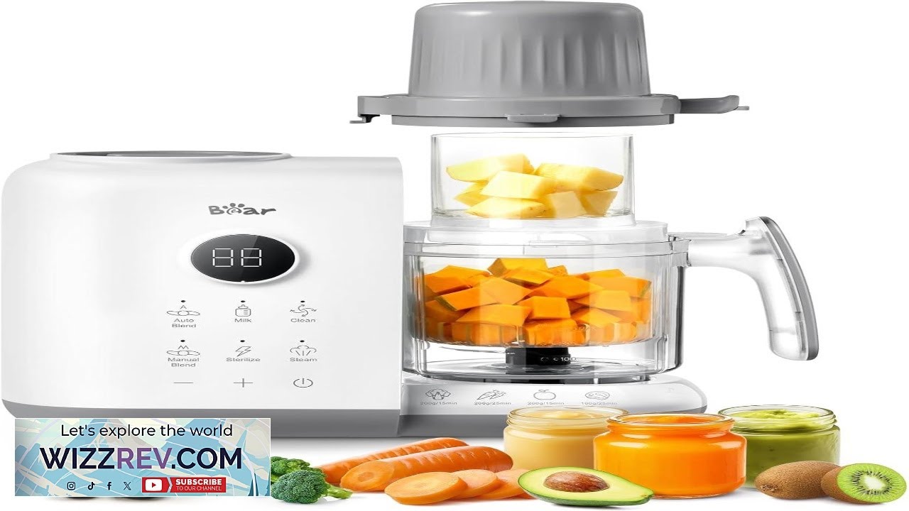 Bear Baby Food Maker with 18.5oz Dual Layer Steam Baskets OneStep Baby Food