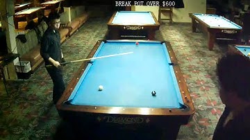 Good pool shot - Top spin with english, 2 Cushions for 8-ball