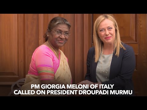 PM Giorgia Meloni of Italy called on President Droupadi Murmu at Rashtrapati Bhavan.