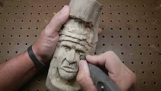 Native Indian wood carving out of drift wood Part 1.