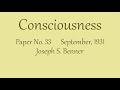 Consciousness, Paper 33, by Joseph S Benner 1931